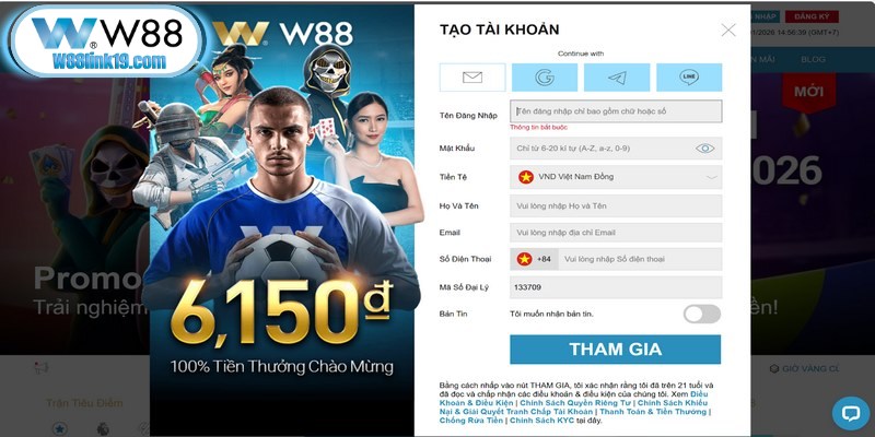 Hướng dẫn W88 đăng ký tài khoản chi tiết từng bước nhanh chóng