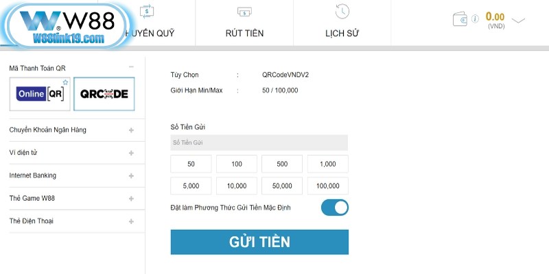 Hướng dẫn W88 nạp tiền từng bước an toàn, cực nhanh chóng